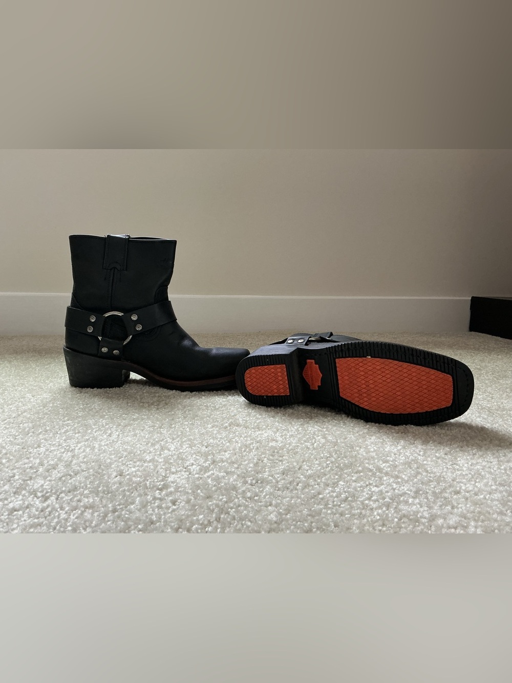 Like New black leather Harley Davidson Boots with Silver Buckle Detail - Picture 6 of 6